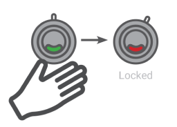 inner sensor of restroom cubicle turning LED red to prevent unauthorized entry in smart washroom