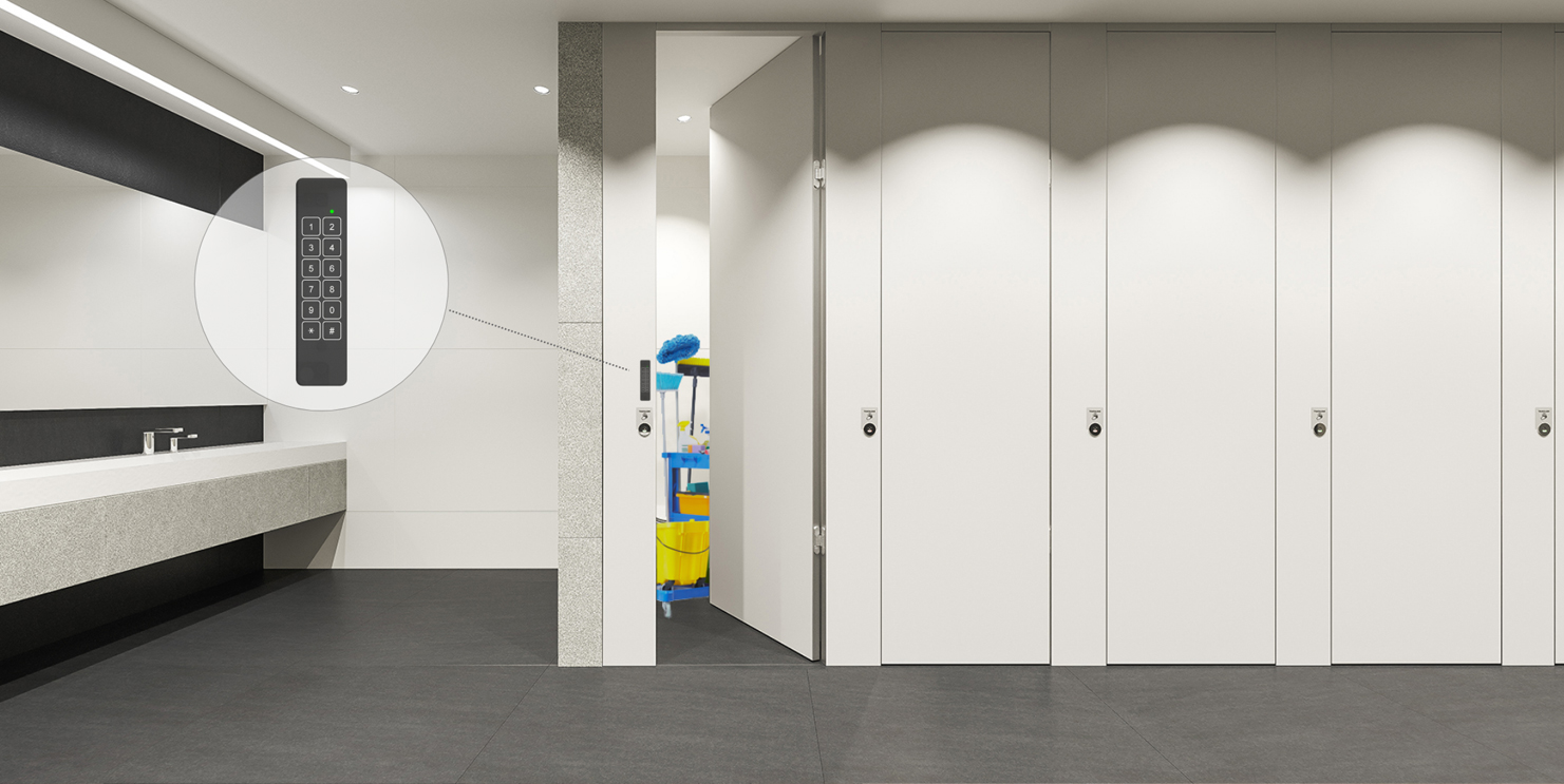restricted-access restroom cubicles with secure automatic entry system